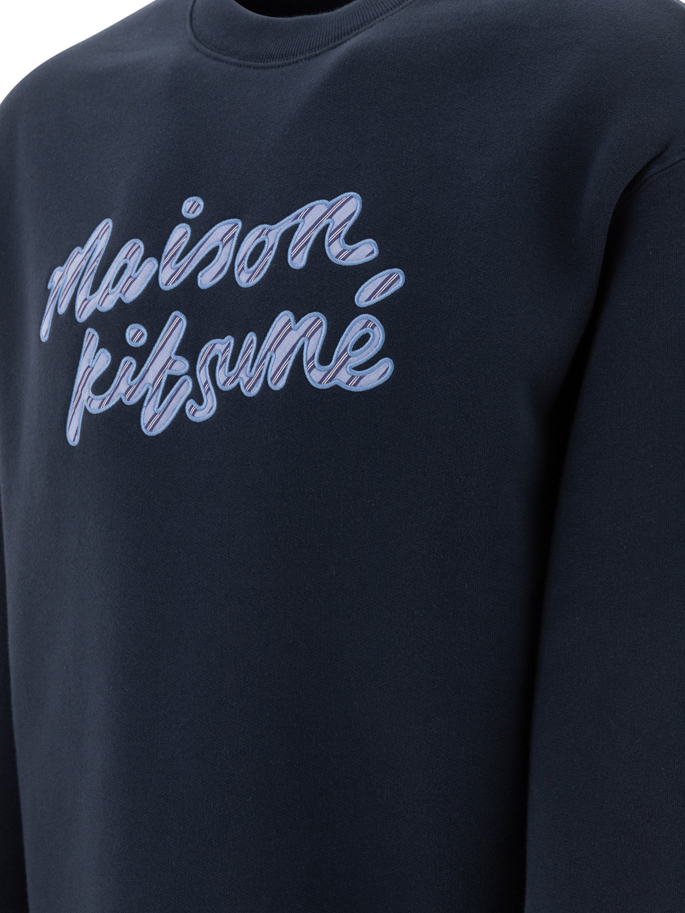 MAISON KITSUNÉ Blue Handwriting Striped sweatshirt